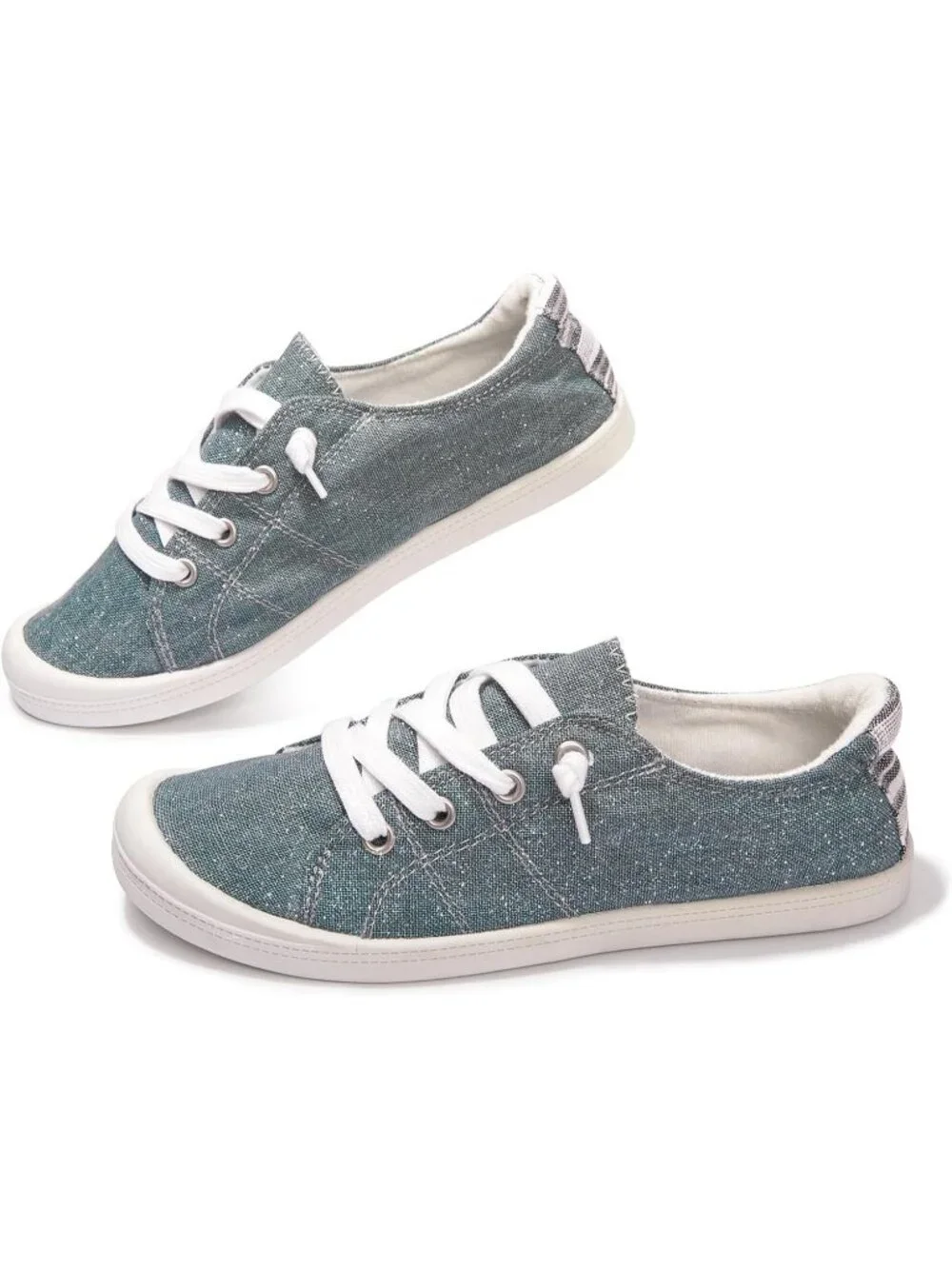 Women's Blue Jean Tennis Shoes Classic Canvas Low Top Athletic Running Sneakers